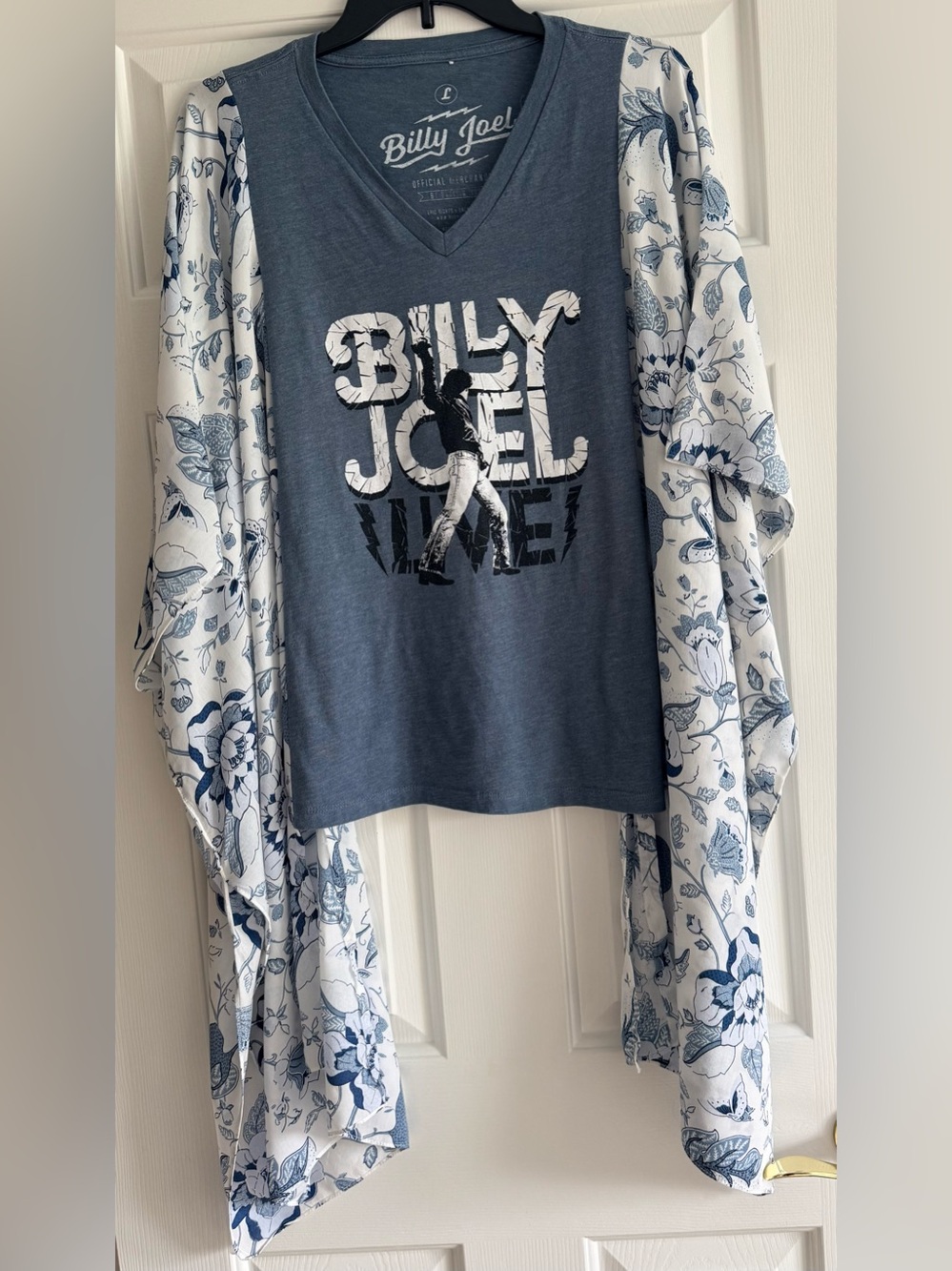Billy Joel LIVE Custom Upcycled Graphic Tee Poncho Kimono Sleeve OOAK OSFM BOHO